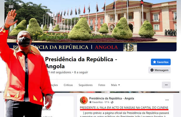 Página oficial da Presidência da República no Facebook passa a divulgar os actos públicos do candidato do MPLA, João Lourenço
